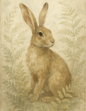 Wall Art Poster / Greeting Card / Sticker Sheet – Wild Hare In Shabby Chic Style Cat. No. 4636