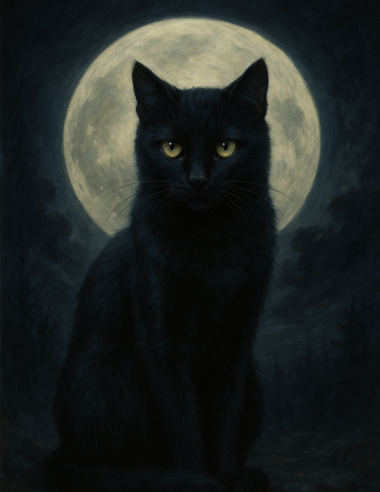 Sticker Sheet – Mysterious Black Cat On Moon Background Cat. No. 4639