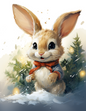 Wall Art Poster / Greeting Card / Sticker Sheet – Winter Christmas Bunny Full Cat. No.4646