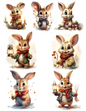 Wall Art Poster / Greeting Card / Sticker Sheet – Winter Christmas Bunny Collage Cat. No.4648