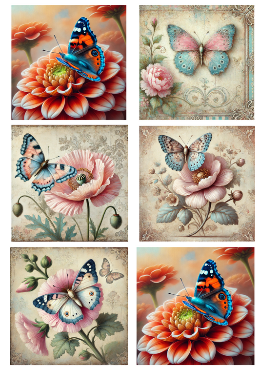 Sticker Sheet – Butterflies On Flower Collage Cat. No. 4651