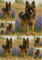 Wall Art Poster / Greeting Card / Sticker Sheet – German Shepherd In A Lavender Collage Cat. No. 4711