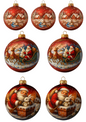 Wall Art Poster / Greeting Card / Sticker Sheet – Christmas Tree Baubles With Alice In Wonderland Motif Collage Cat. No. 4731