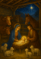 Wall Art Poster / Greeting Card / Sticker Sheet – Jesus And The Holy Family In The Bethlehem Manger Full Cat. No. 4741