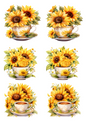 Wall Art Poster / Greeting Card / Sticker Sheet – Sunflowers In A Cup Collage Cat. No. 4803