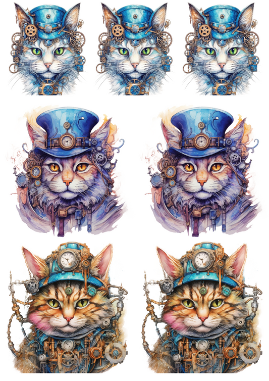 Sticker Sheet – Cat Steampunk Collage Cat. No. 4820