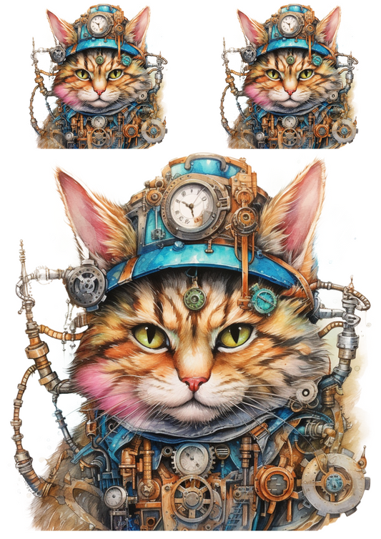 Sticker Sheet – Steampunk Cat Collage Cat. No. 4822