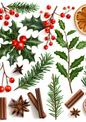 Wall Art Poster / Greeting Card / Sticker Sheet – Seasonal Christmas Greenery Collage Cat. No. 4844