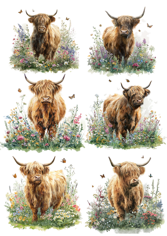 Sticker Sheet Highland Cow Collage Cat. No. 4857