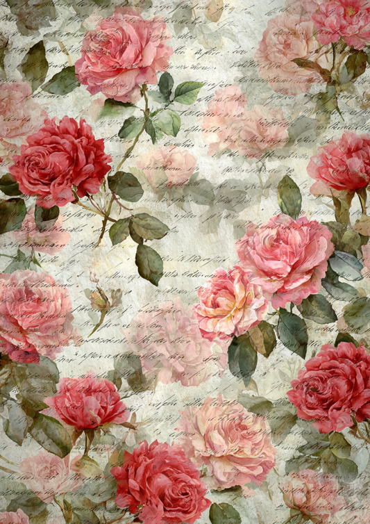 Sticker Sheet – Vintage Roses Background Cat. No. 4884