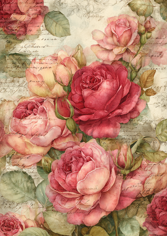 Sticker Sheet – Vintage Roses Background Cat. No. 4886