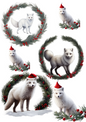 Wall Art Poster / Greeting Card / Sticker Sheet – Arctic Fox In Christmas Scenery Collage Cat. No. 4915