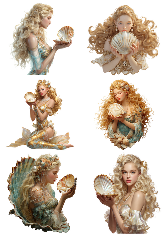 Sticker Sheet Mermaid with Shell Collage Cat. No. 4934