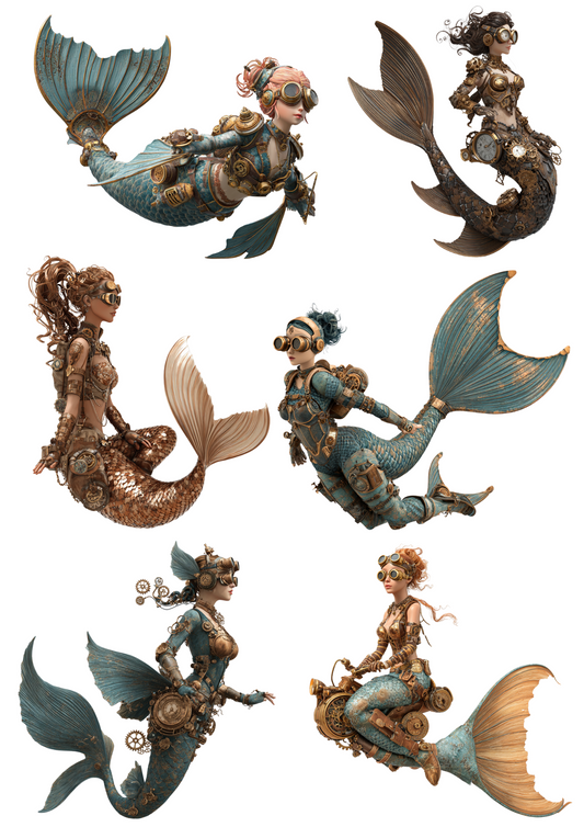 Sticker Sheet – Mermaids Steampunk Collage Cat. No. 4935