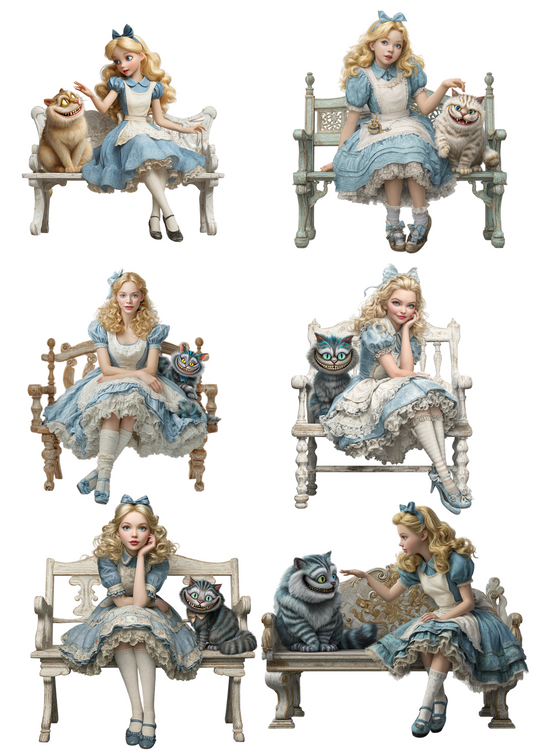 Sticker Sheet – Alice in Wonderland with Cheshire Cat Collage Cat. No. 4968