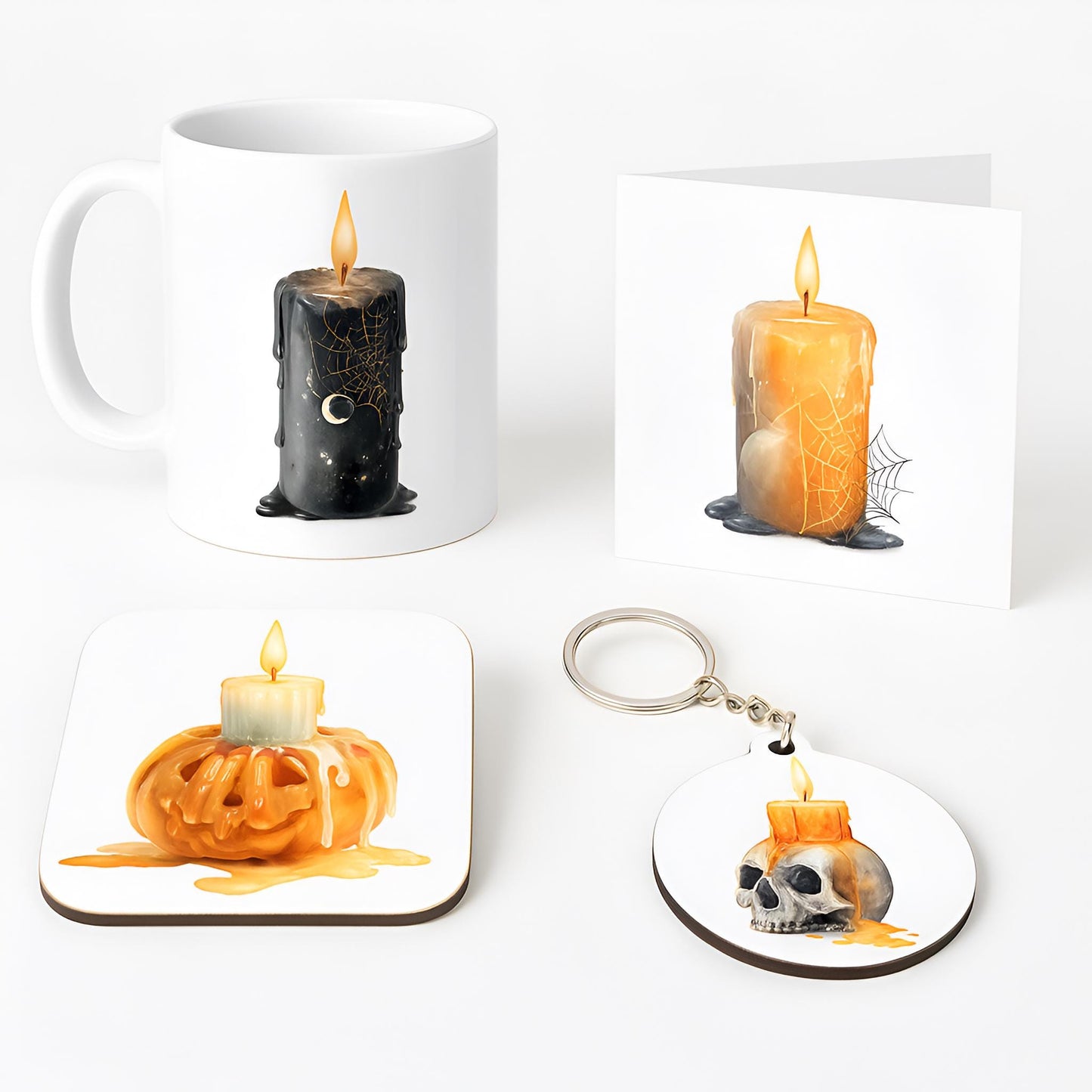Halloween Candles Clipart Set – 25 PNG – Transparent Background – Watercolor Style – 300 DPI – High Resolution