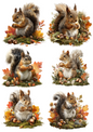 Wall Art Poster / Greeting Card / Sticker Sheet – Squirrel Collage Cat. No. 5003