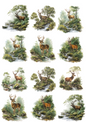 Wall Art Poster / Greeting Card / Sticker Sheet – Rice Paper Decoupage Deer by the Stream Collage Cat. No. 5021