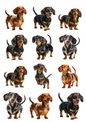 Wall Art Poster / Greeting Card / Sticker Sheet – Dachshund Collage Cat. No. 5031