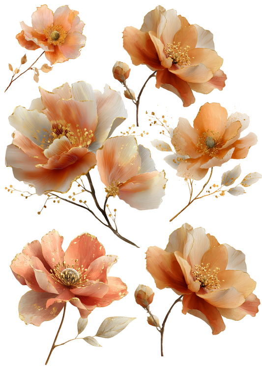 Sticker Sheet - Abstract Orange Anemones Collage Cat. No. 5049