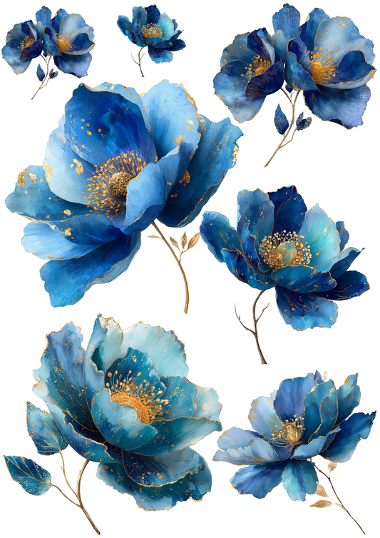 Sticker Sheet - Abstract Blue Anemones Collage Cat. No. 5050