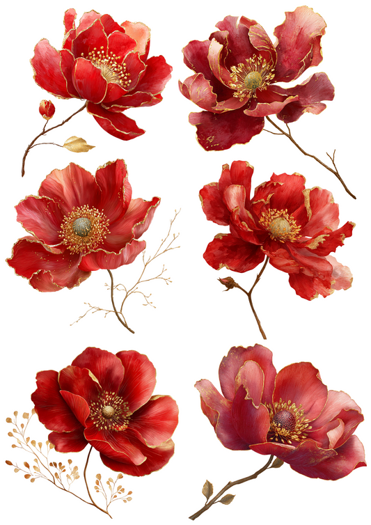 Sticker Sheet - Abstract Red Anemones Collage Cat. No. 5052