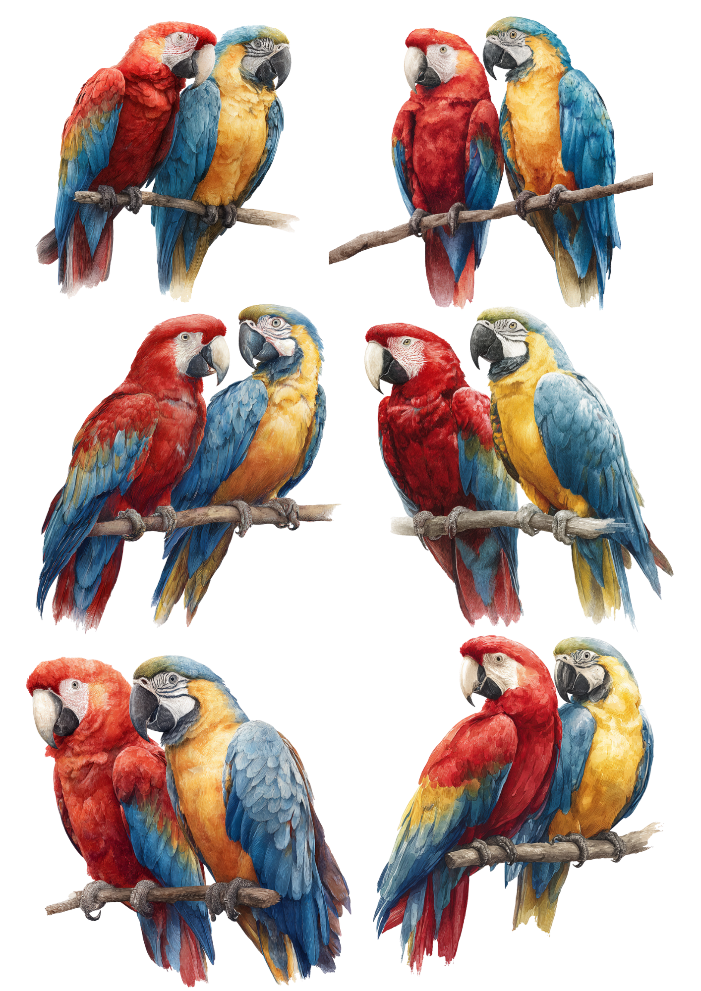 For Decoupage Macaw Parrot Collage – A4 sticker sheet – ArtClipStick