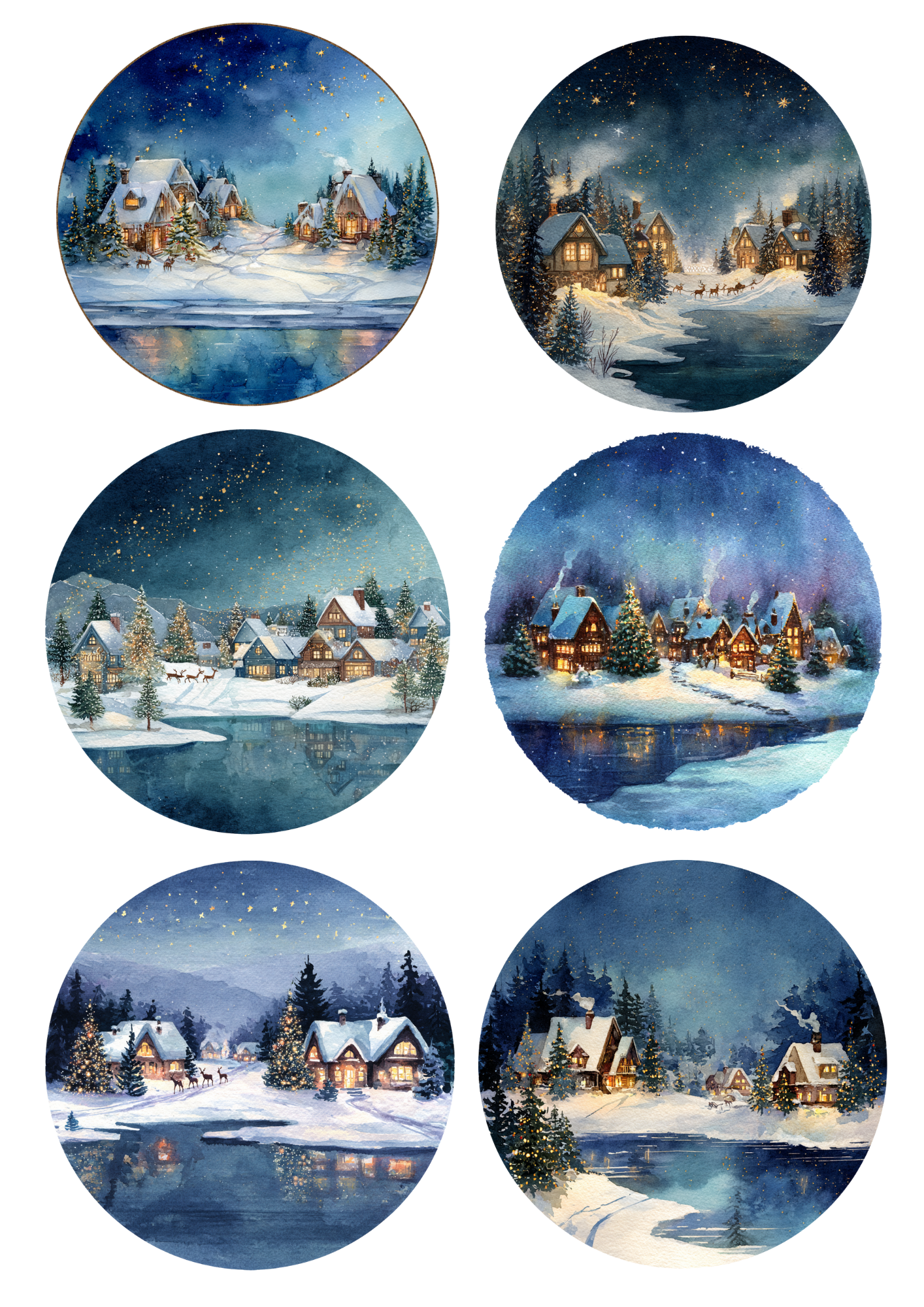 Sticker Sheet - Winter Landscapes in Circles Collage Cat. No. 5073