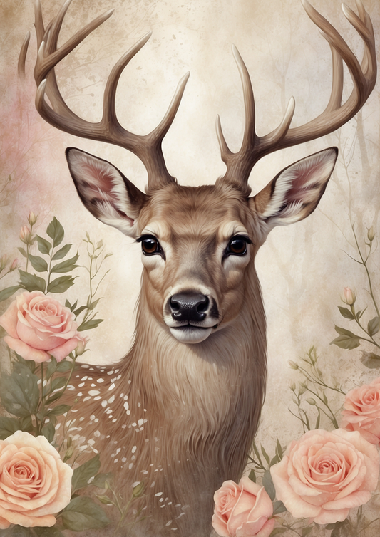 Sticker Sheet - Rice Decoupage Paper Deer Background for Journaling Full Cat. No. 5075