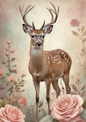 Wall Art Poster / Greeting Card / Sticker Sheet – Rice Decoupage Paper Deer Background for Journaling Full Cat. No. 5076