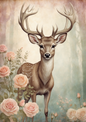Wall Art Poster / Greeting Card / Sticker Sheet – Rice Decoupage Paper Deer Background for Journaling Full Cat. No. 5078