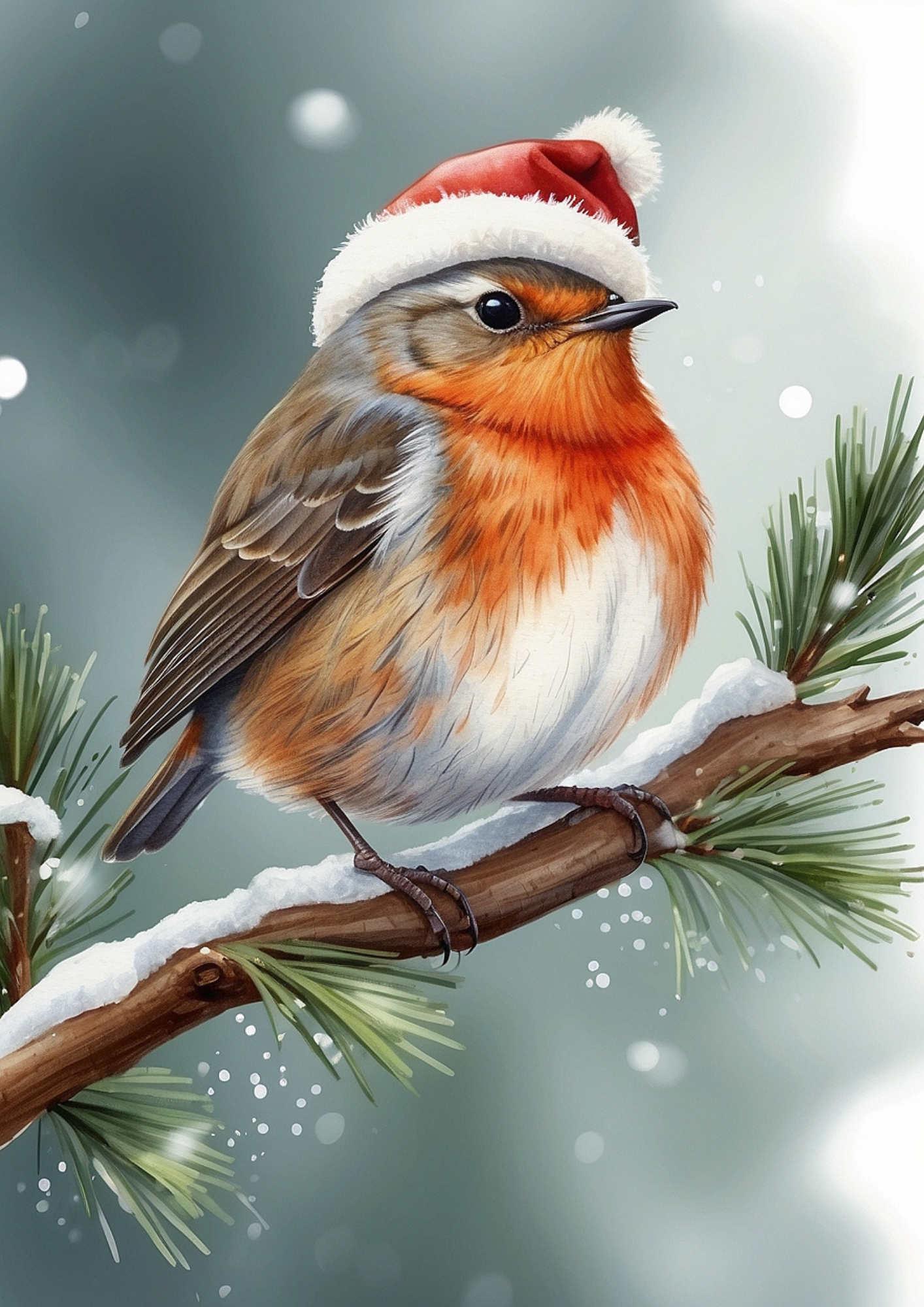 Sticker Sheet - Red Robin In Christmas Hat Full Cat. No. 5081