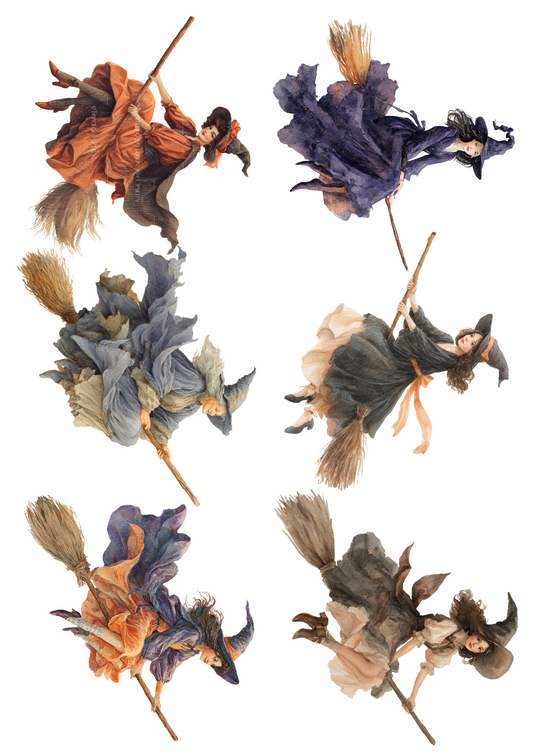 Sticker Sheet - Witches on Brooms Collage Cat. No. 5089