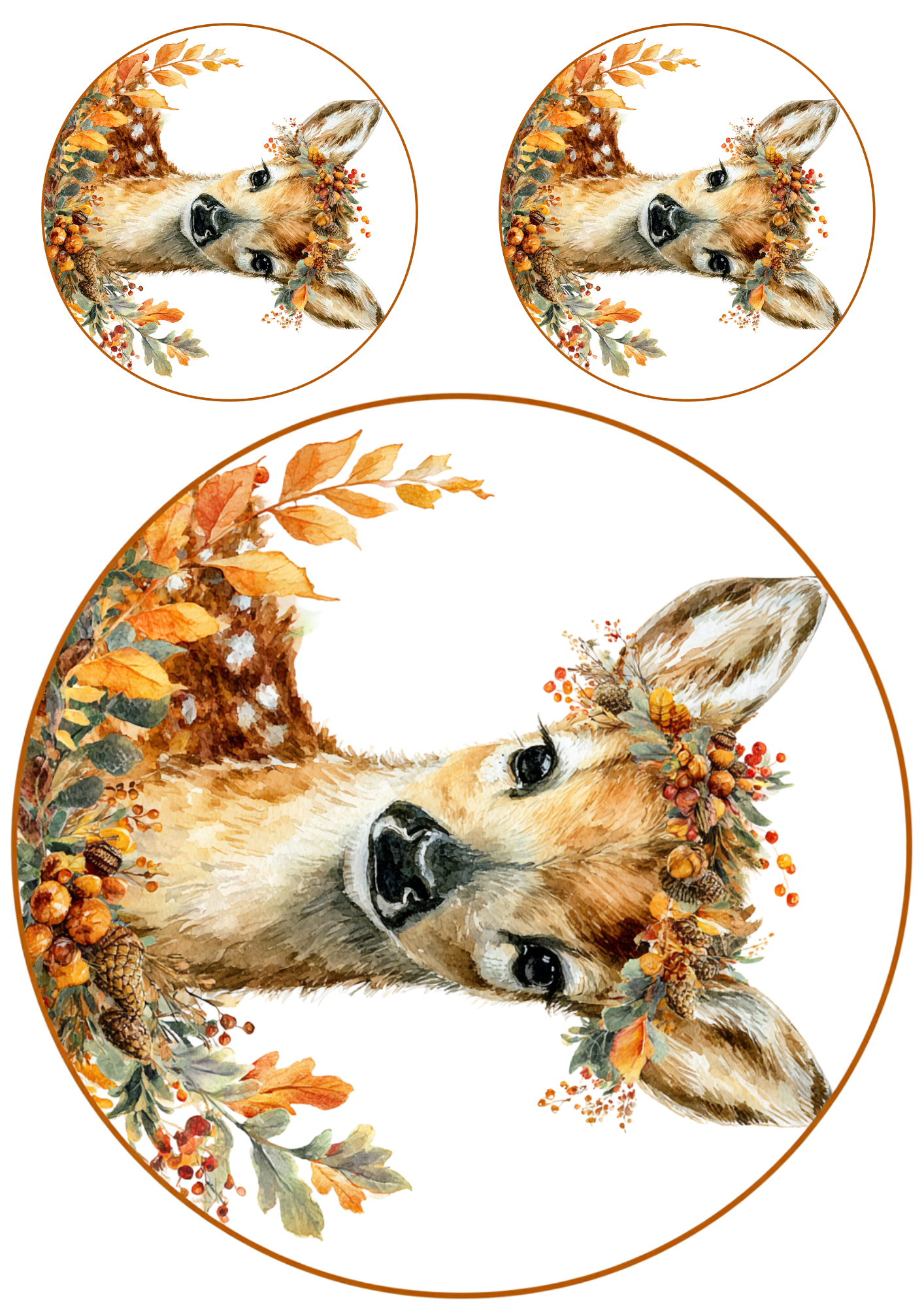 Sticker Sheet - Little Deer In Autumn Circles Collage Cat. No. 5094