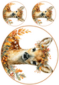 Wall Art Poster / Greeting Card / Sticker Sheet – Little Deer In Autumn Circles Collage Cat. No. 5094