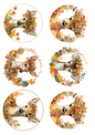 Wall Art Poster / Greeting Card / Sticker Sheet – Little Deer In Autumn Circles Collage Cat. No. 5095