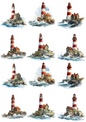 Wall Art Poster / Greeting Card / Sticker Sheet – Lighthouse Collage Cat. No. 5098