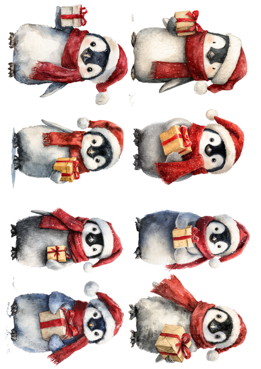 Sticker Sheet Penguins With Christmas Gifts Collage Cat. No. 5108