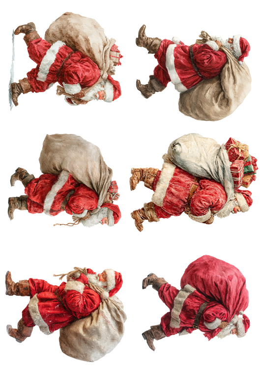 Sticker Sheet Santa Claus With A Bag Of Gifts Collage Cat. No. 5118