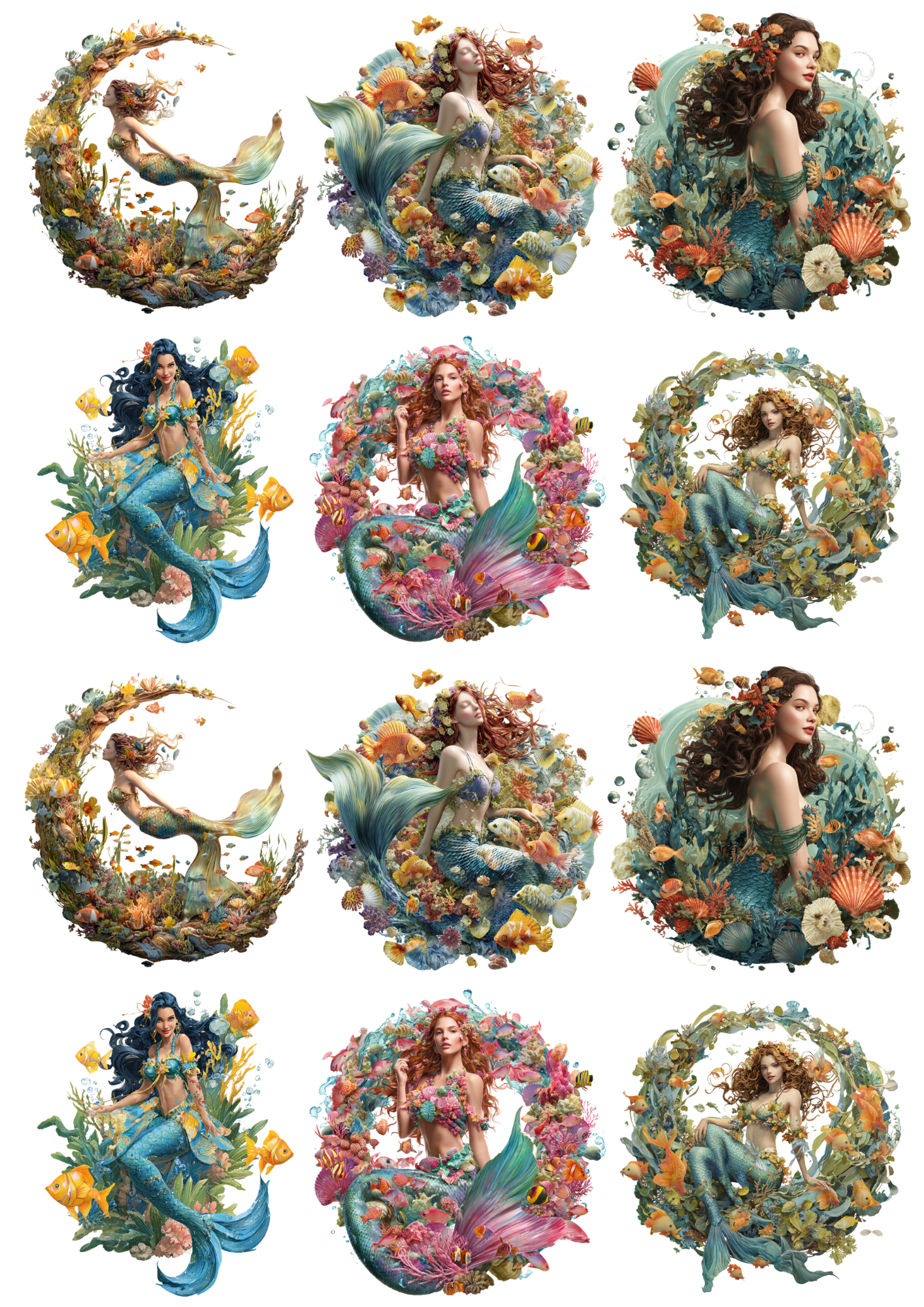 Sticker Sheet Mermaid Collage Cat. No. 5126