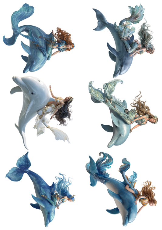 Sticker Sheet Mermaids on Dolphins Collage Cat. No. 5128