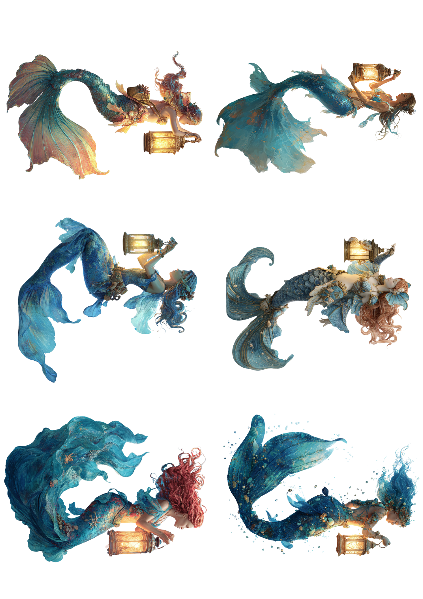 Sticker Sheet Mermaids With Lanterns Collage Cat. No.. 5132