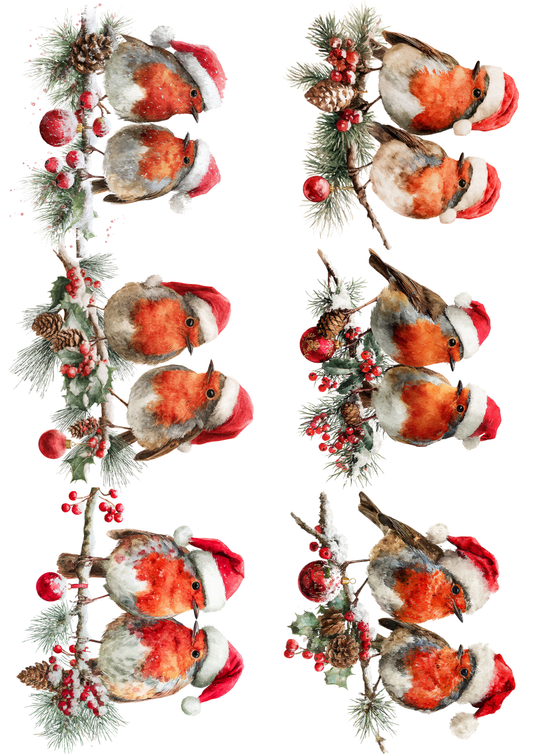 Sticker Sheet Red Robin In Christmas Hat Collage Cat. No. 5134