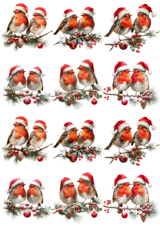 Sticker Sheet Red Robin In Christmas Hat Collage Cat. No. 5135