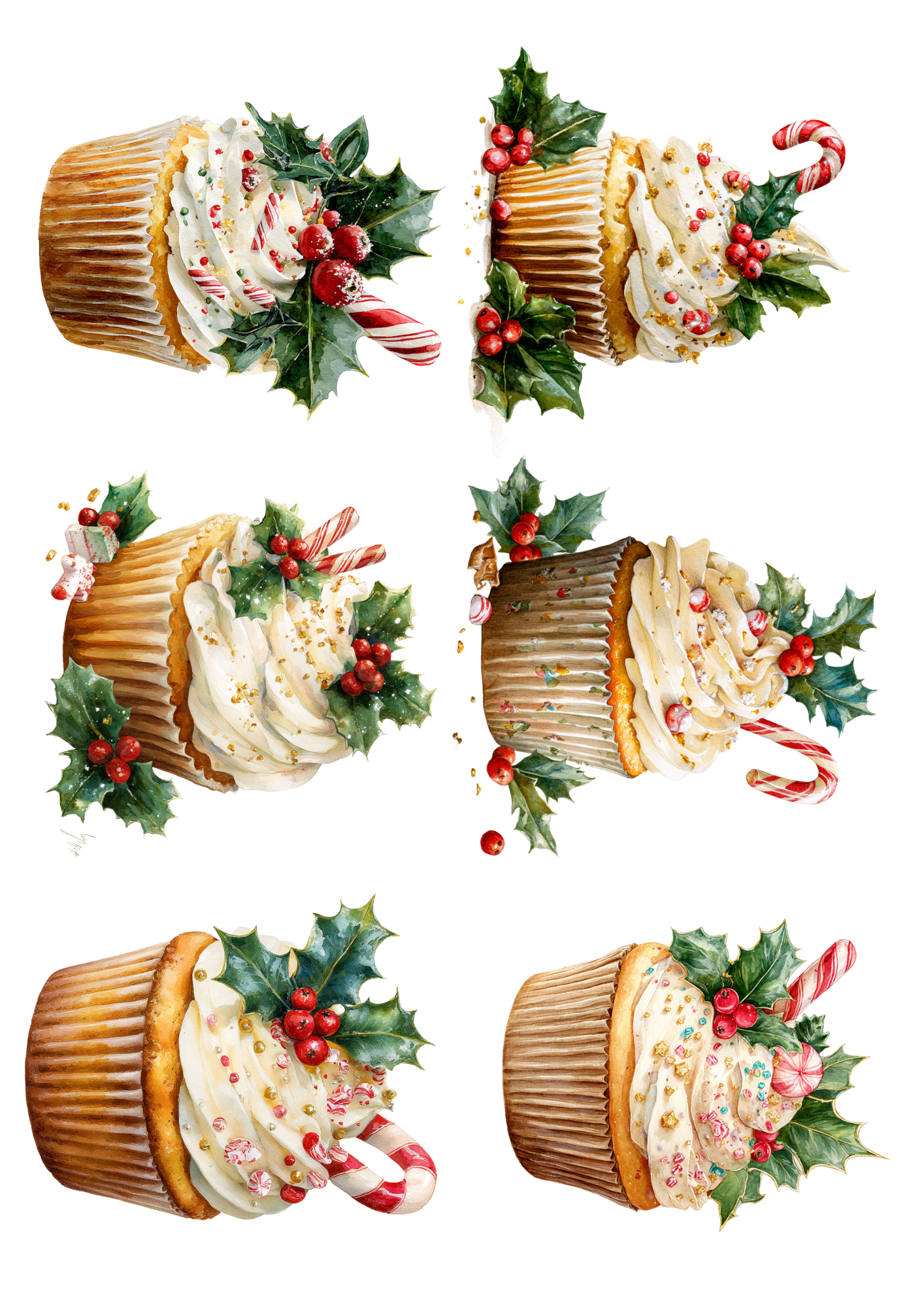 Sticker Sheet Christmas Cupcakes Collage Cat. No. 5136