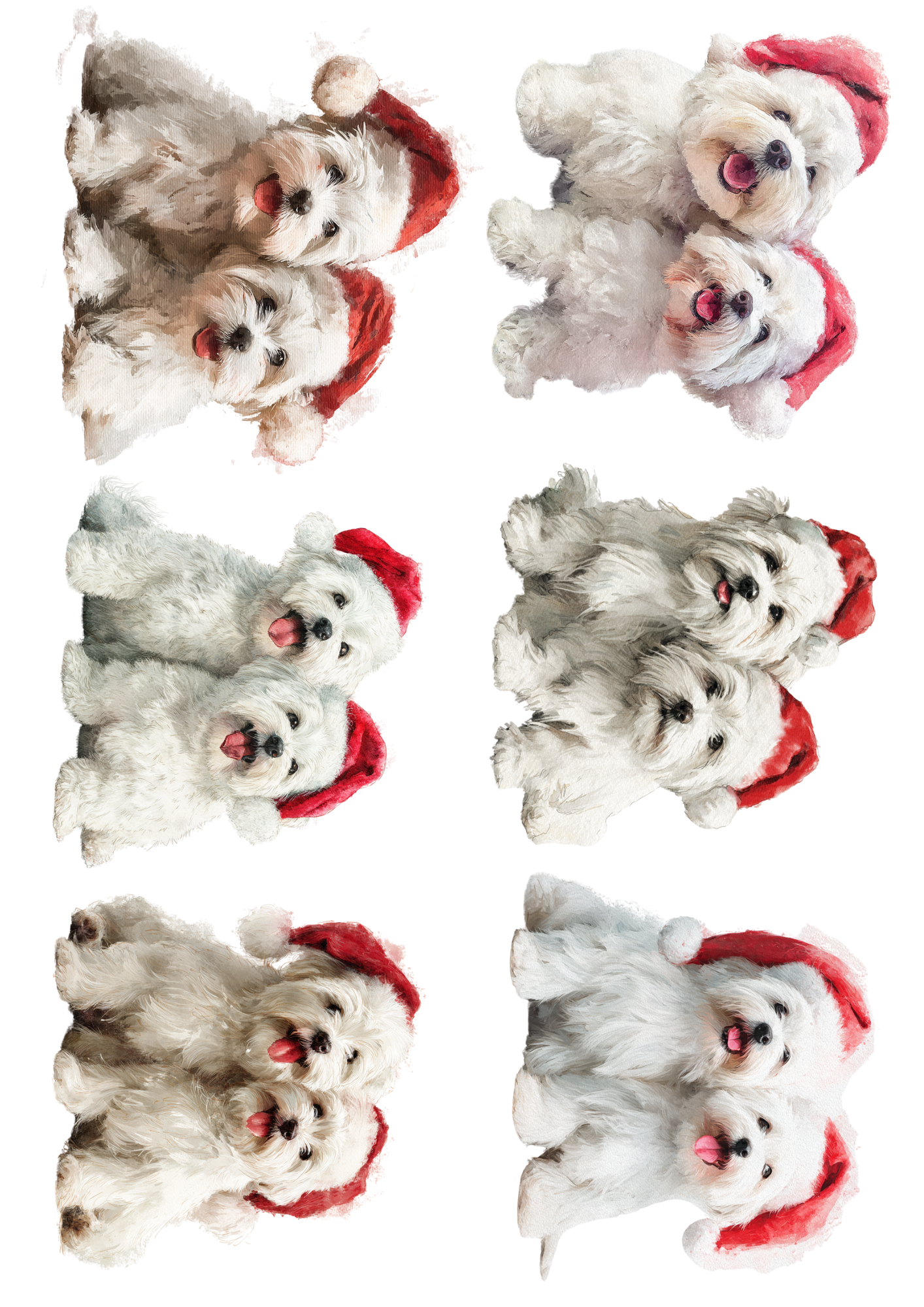 Sticker Sheet Maltese Dog in Christmas Hat Collage Cat. No. 5138