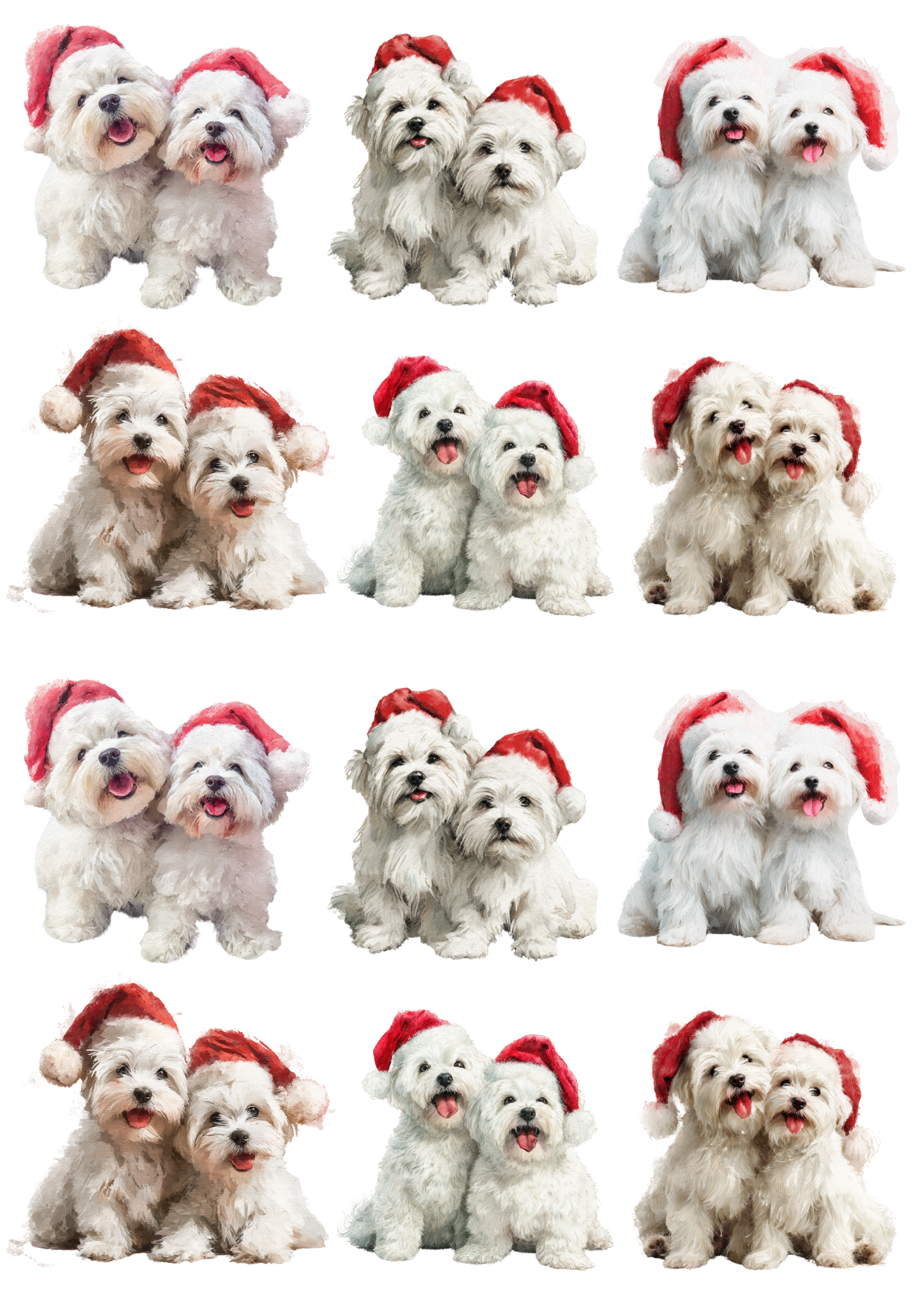 Sticker Sheet Maltese Dog in Christmas Hat Collage Cat. No. 5139