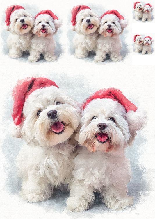 Sticker Sheet Maltese Dogs in Christmas Hat Collage Cat. No. 5141