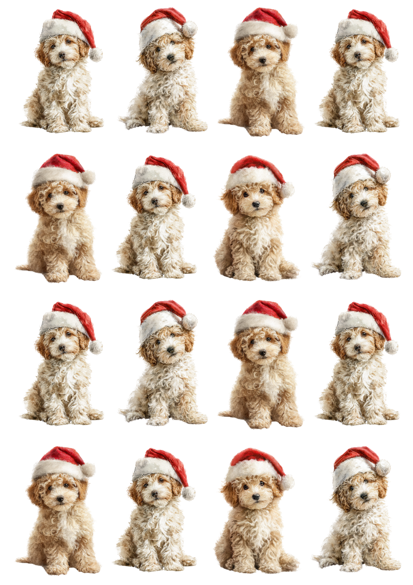 Sticker Sheet Maltese Dogs in Christmas Hat Collage Cat. No. 5143