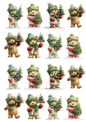 Sticker Sheet Teddy Bear in a Hat with a Christmas Tree Cat. No. 5157